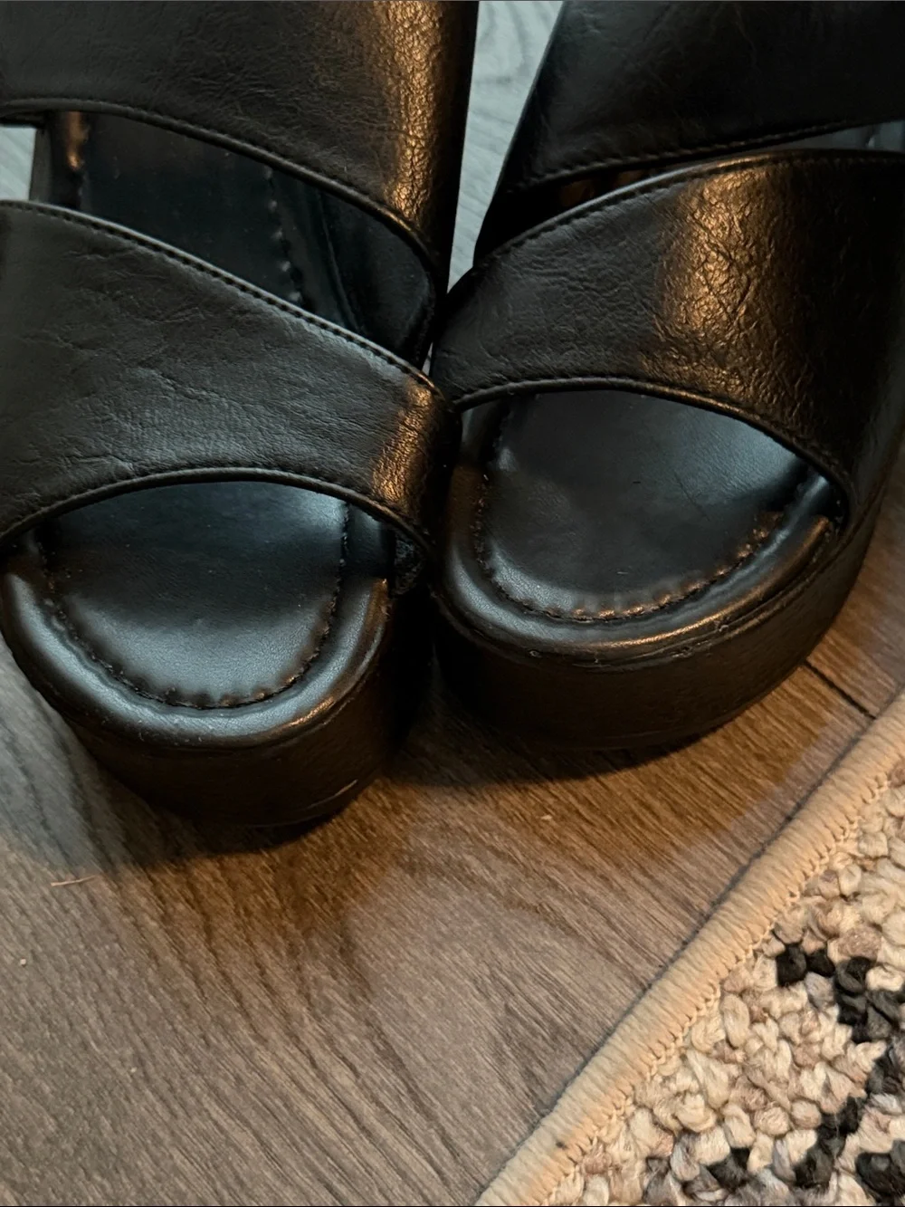 Women's Black Platform Slide Sandals - Sleek Wedge Comfort